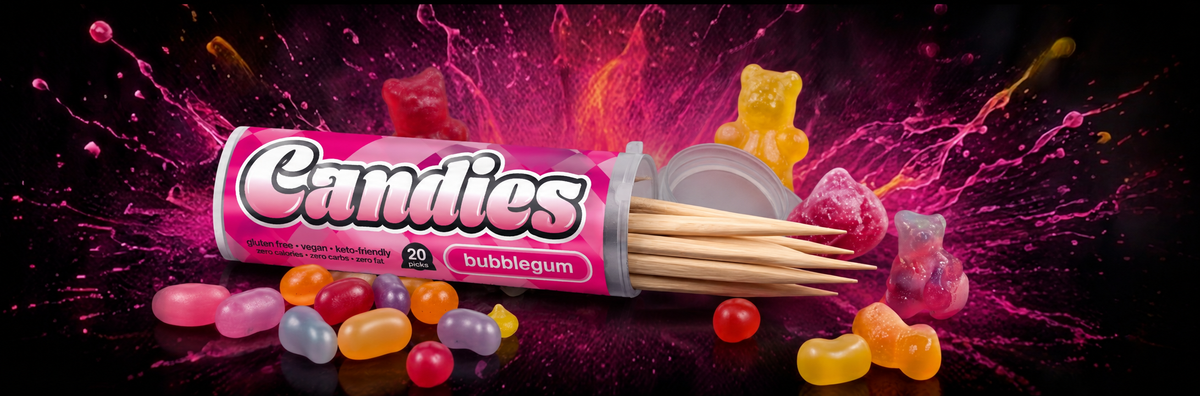 Xero Picks Candies tube with toothpicks and candy-inspired flavors