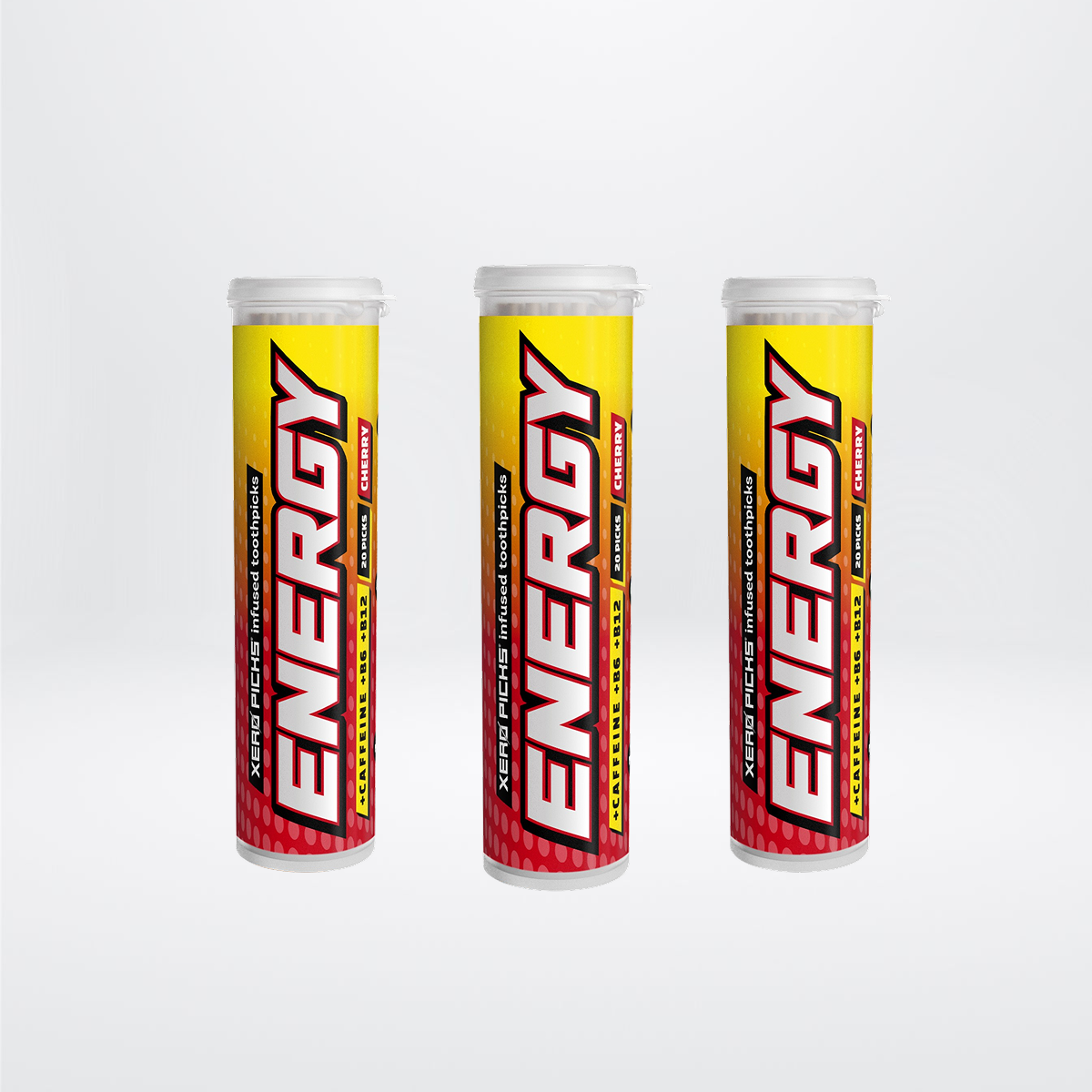 Caffeine Energy Toothpicks Cherry 3 Pack | XERO PICKS®