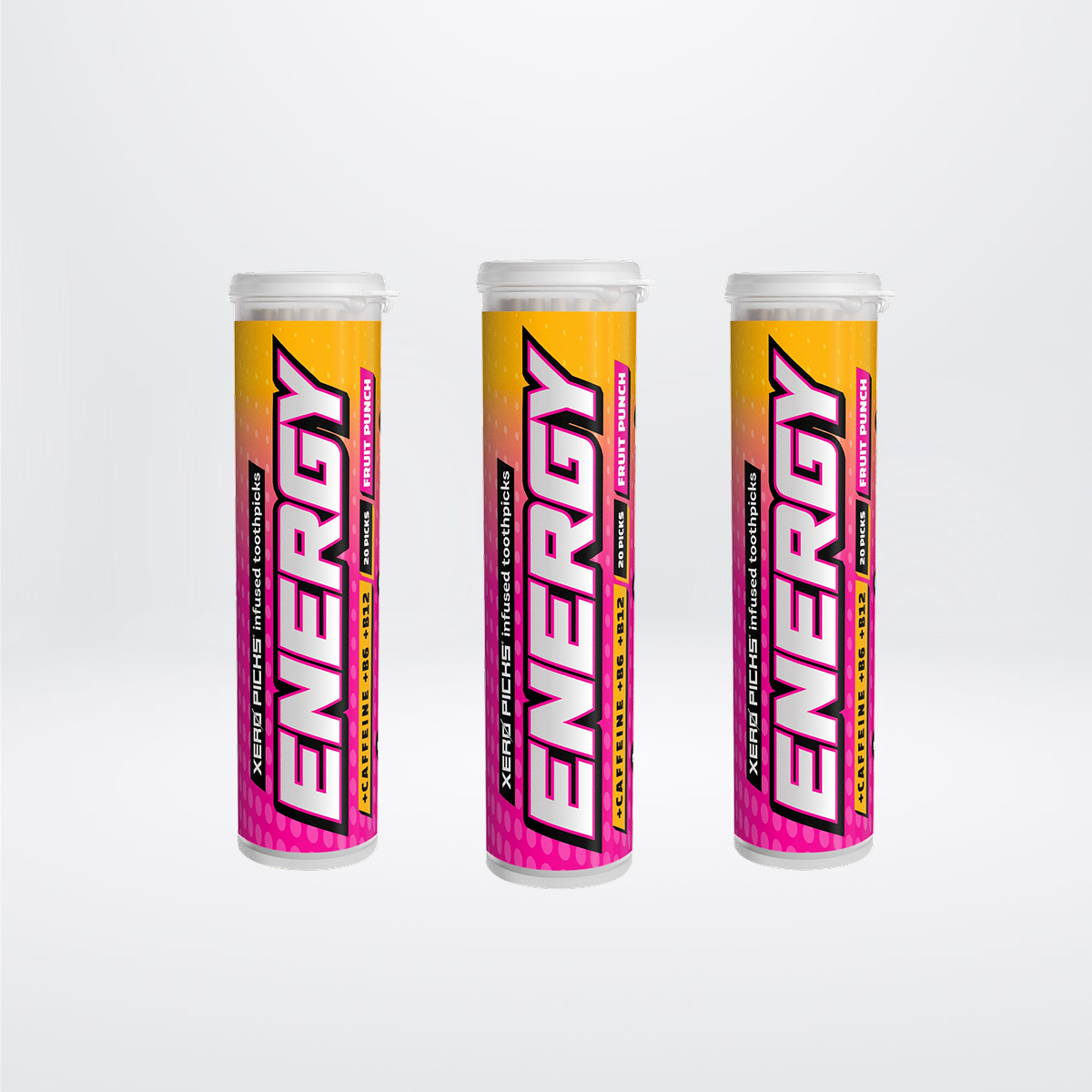 Caffeine Energy Toothpicks Fruit Punch 3 Pack | XERO PICKS®
