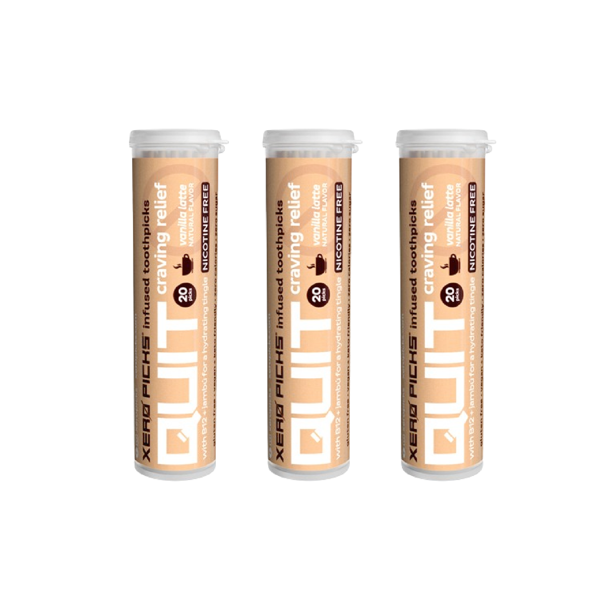 ハイパーファインブロックプラス DIET Nicotine-Free Quit Toothpicks Vanilla Latte 3 Pack | XERO PICKS®