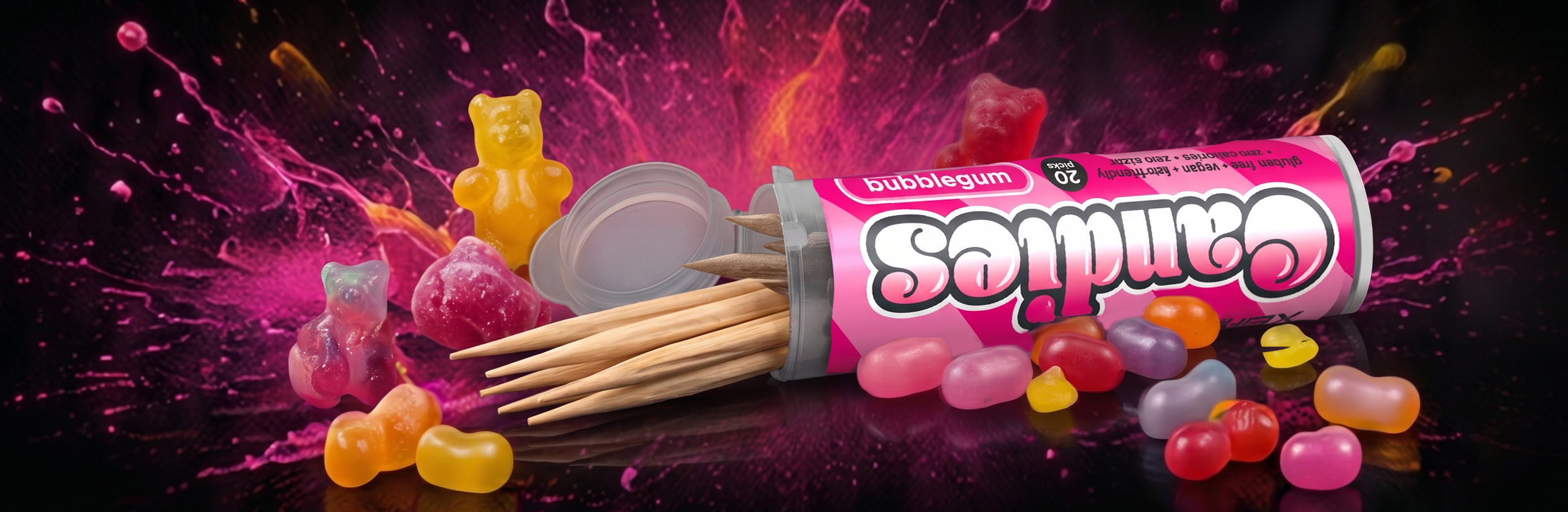 Xero Picks Candies tube with toothpicks and candy-inspired flavors