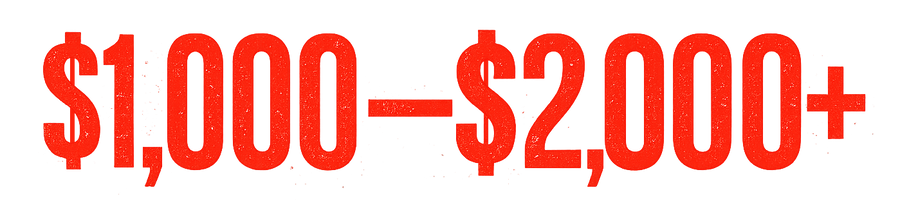 $1,000-$2,000+