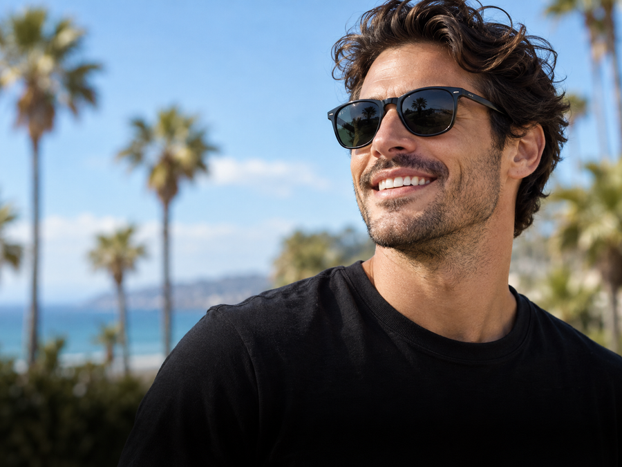 Smiling man outside on a sunny day