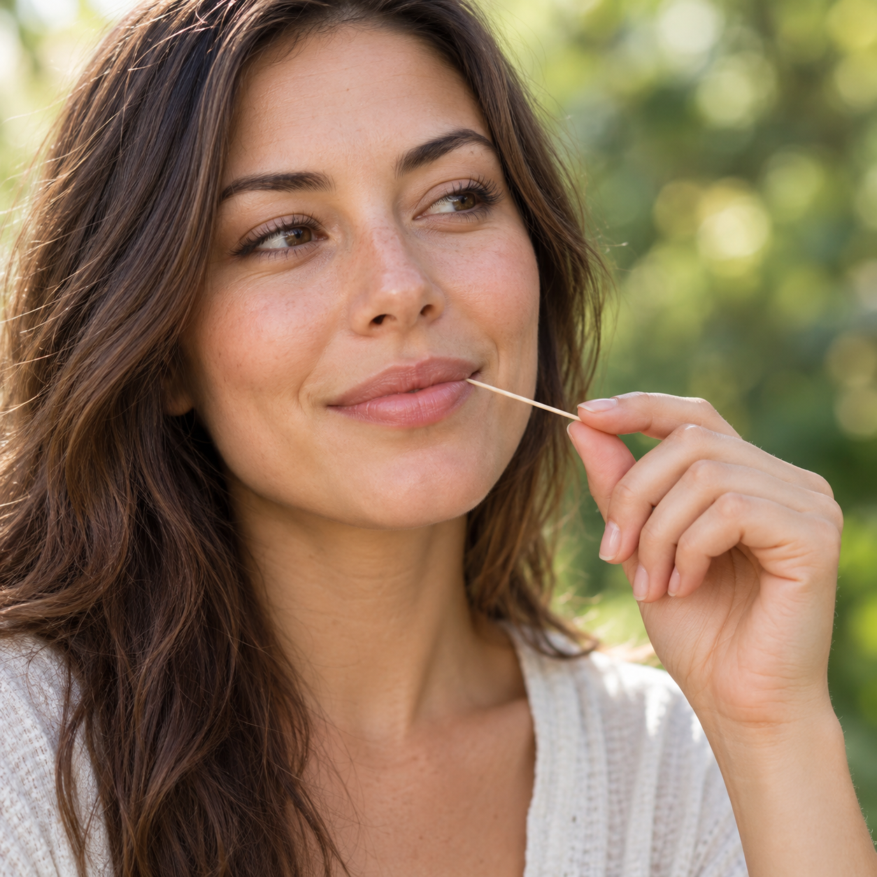 Enjoying a flavored toothpick